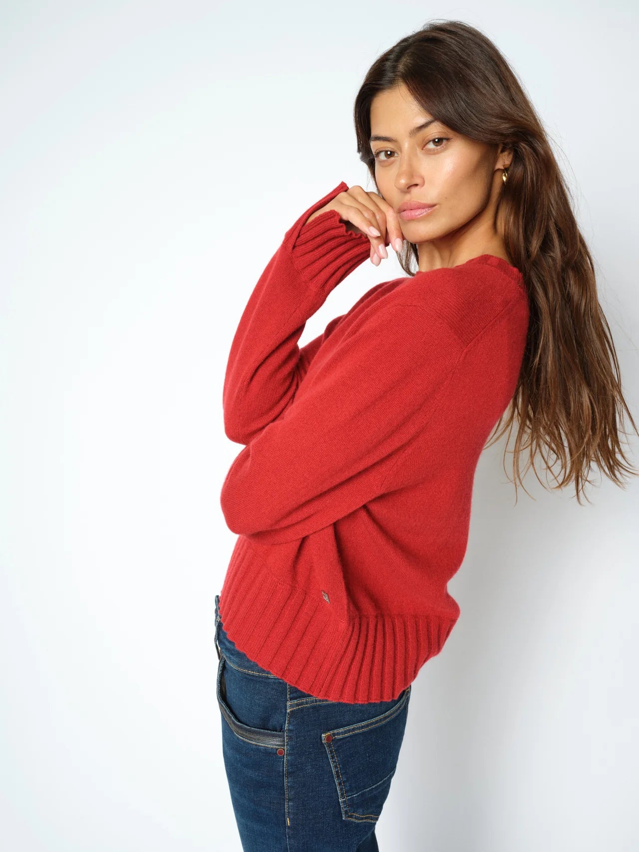 Mos mosh Moria cashmere crew neck jumper - lave falls red