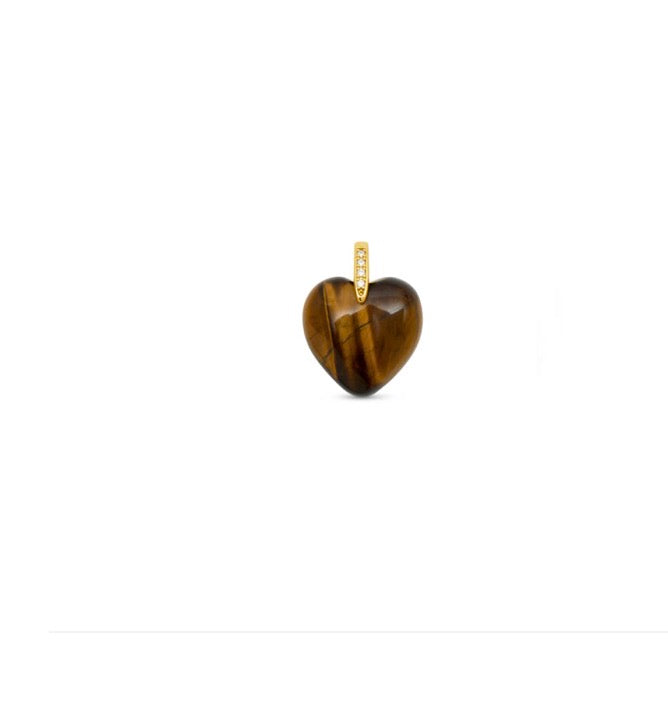 Talis Chains heart pendant - tigers eye and Smokey quartz