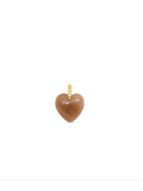 Talis Chains heart pendant - tigers eye and Smokey quartz