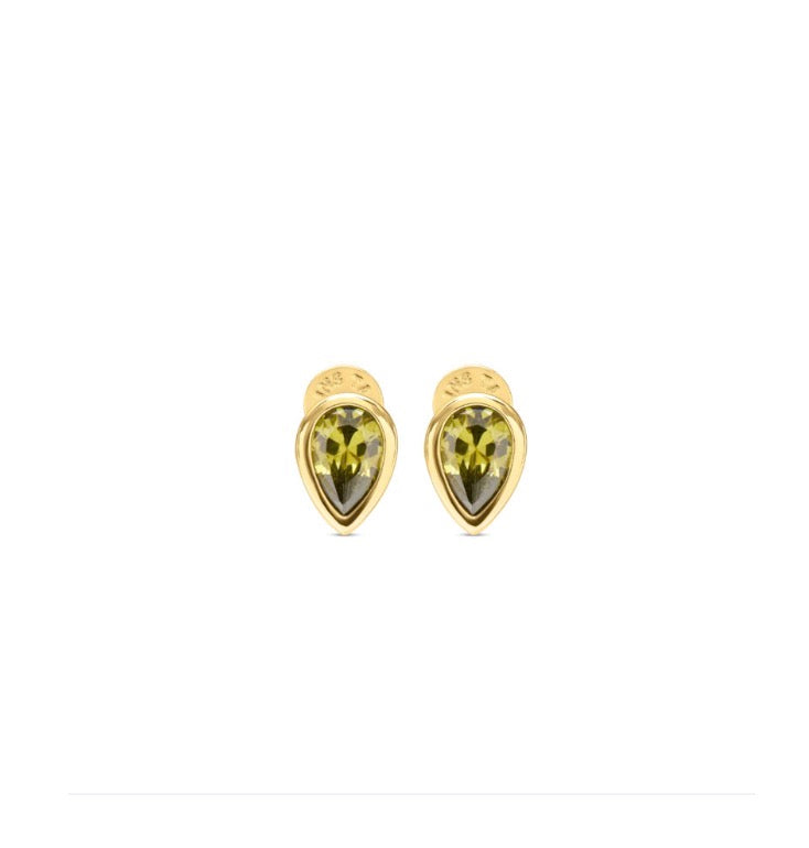 Talis Chains large pear drop earrings - olive + champagne