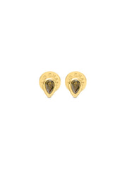 Talis Chains mini pear drop stud earrings - olive + champagne colourwars
