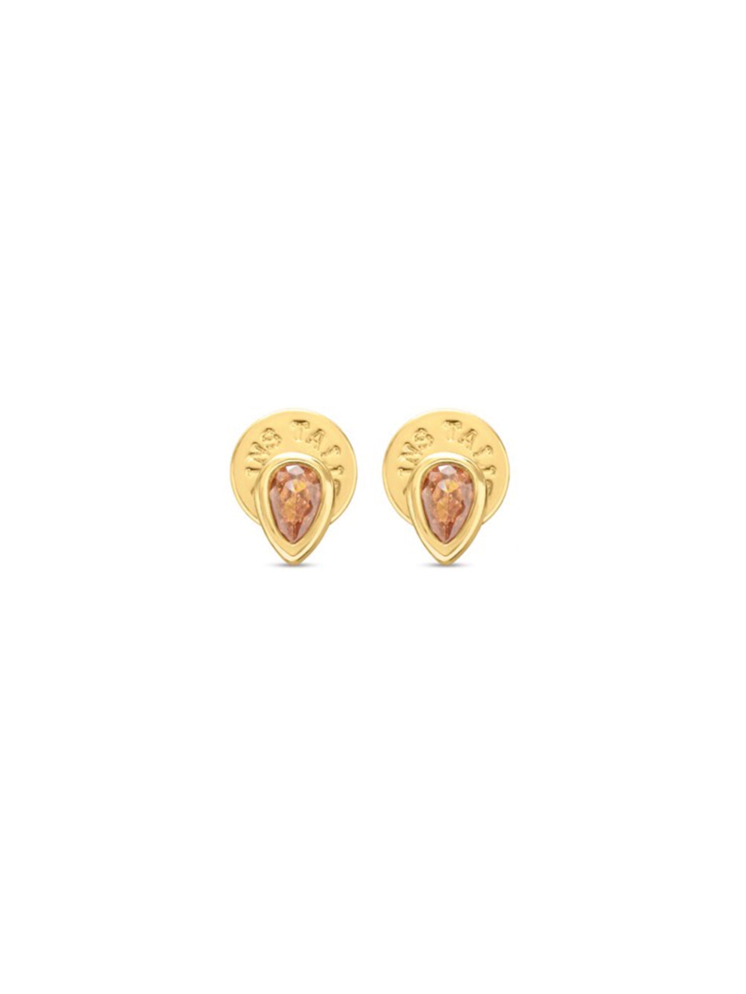Talis Chains mini pear drop stud earrings - olive + champagne colourwars