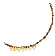 Talis Chains Beaded necklace with cubic zirconia cluster - tigers eye
