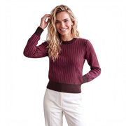 Brodie Cashmere Ethereal stitch jumper - dark brown / neon pink
