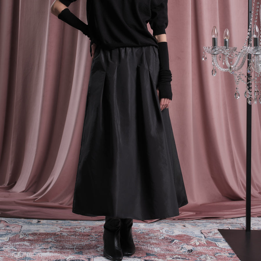 Floor clothing taffeta a line skirt - black