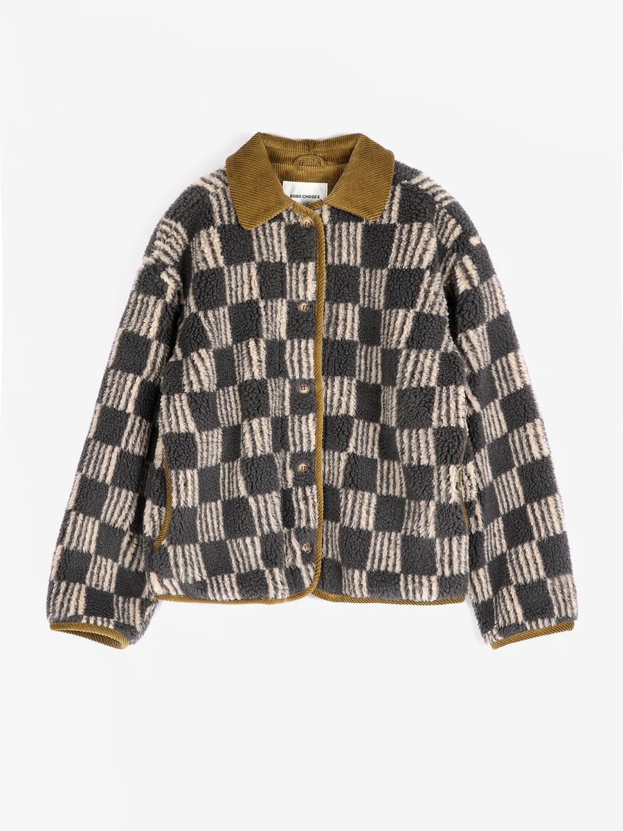 Bobo Choses check Borg jacket
