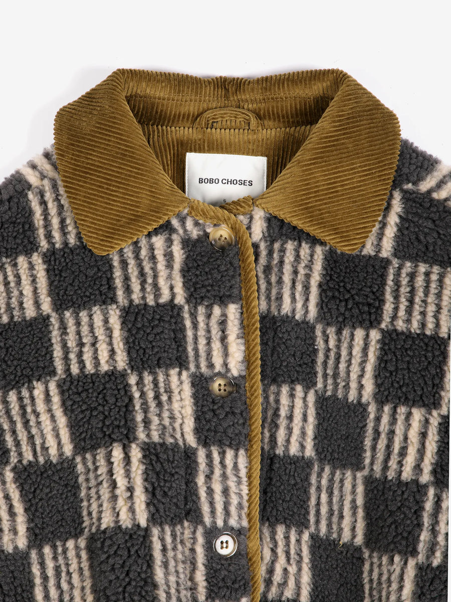 Bobo Choses check Borg jacket