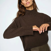Mos mosh cashmere Aima high neck jumper - delicioso (chocolate)