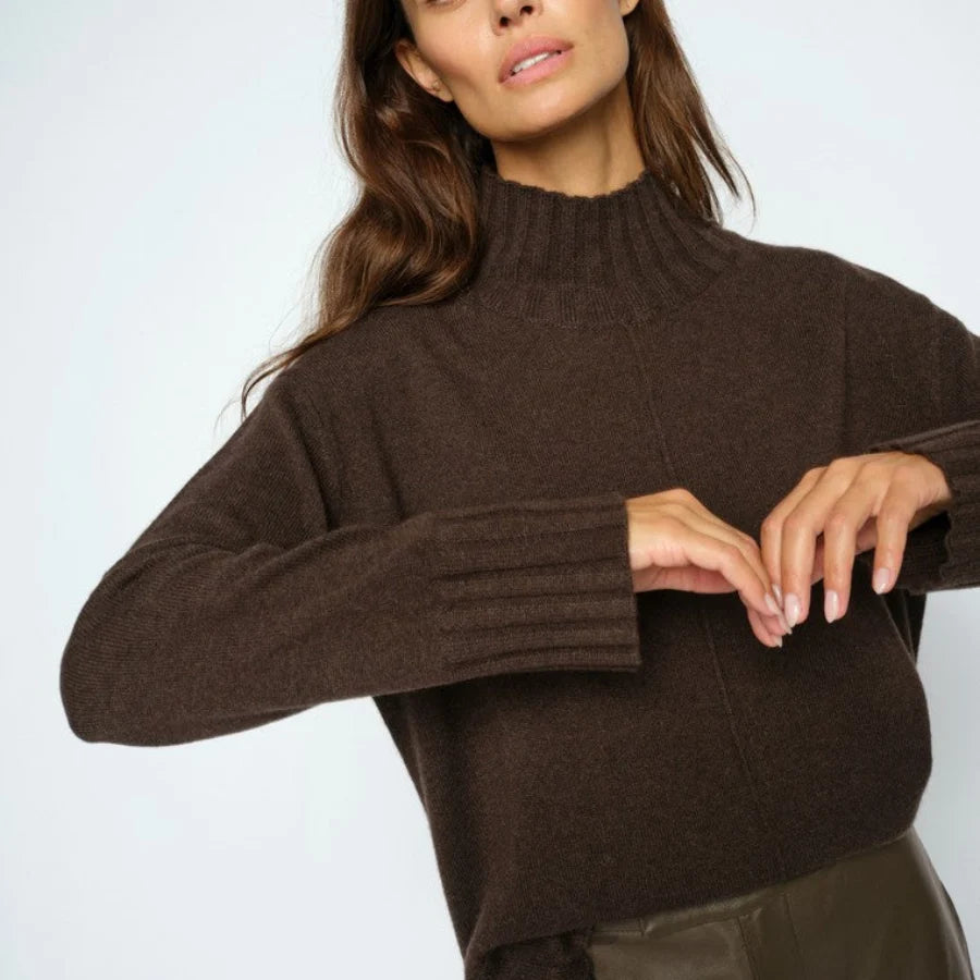 Mos mosh cashmere Aima high neck jumper - delicioso (chocolate)
