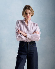 Petite Mendigote Ernastine striped ruffle neck shirt shirt