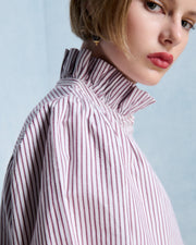 Petite Mendigote Ernastine striped ruffle neck shirt shirt