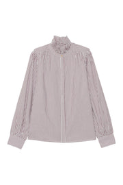 Petite Mendigote Ernastine striped ruffle neck shirt shirt