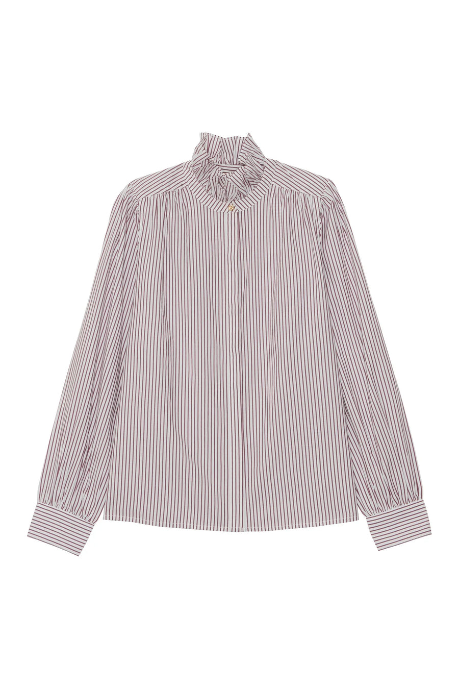 Petite Mendigote Ernastine striped ruffle neck shirt shirt