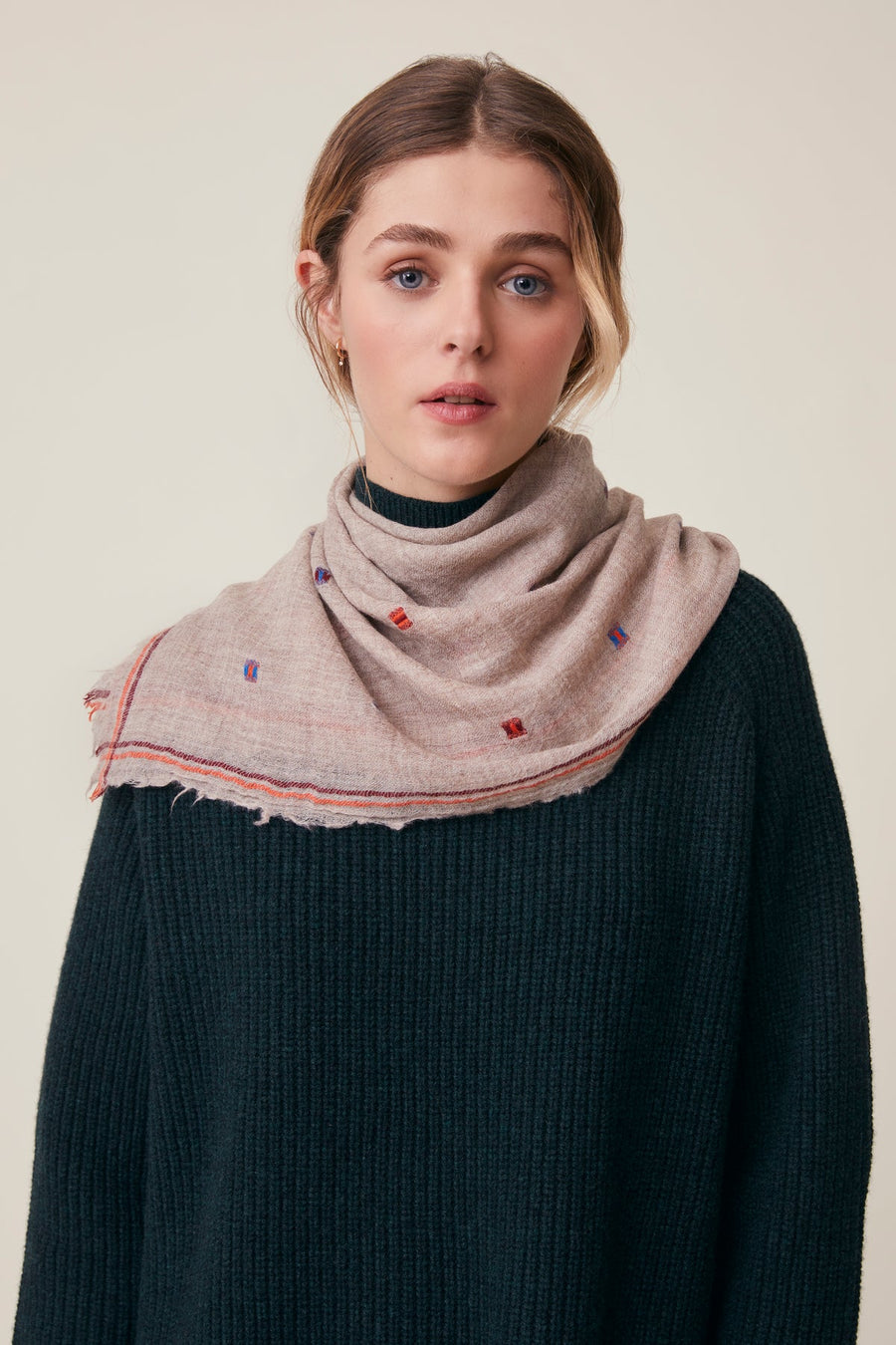 Moismont Chelsea wool embroidered square scarf - 2 colours