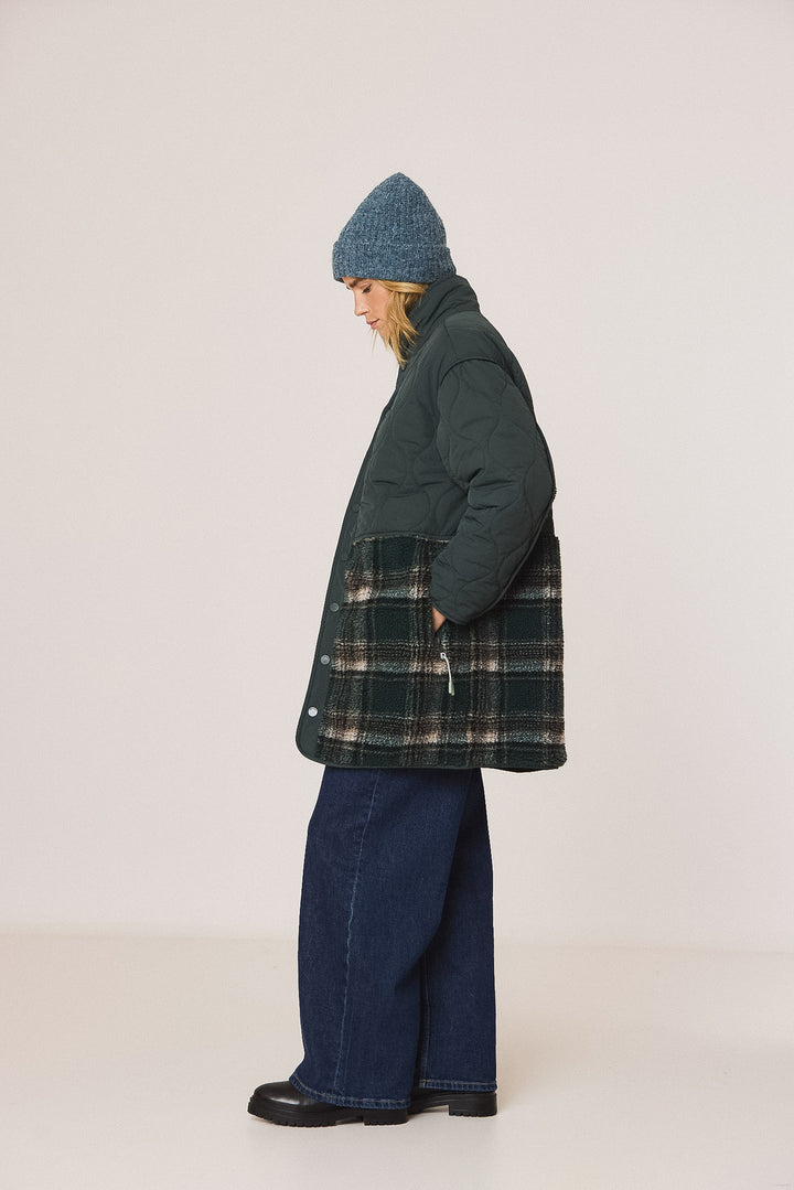 Indi & Cold padded panel coat - dark green