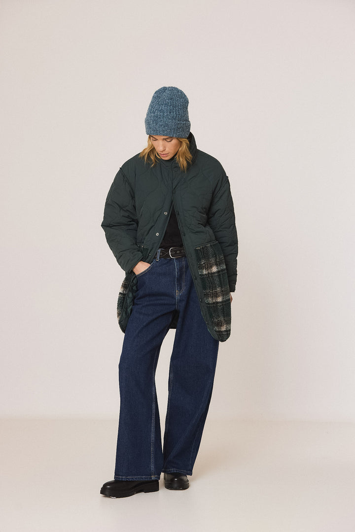 Indi & Cold padded panel coat - dark green