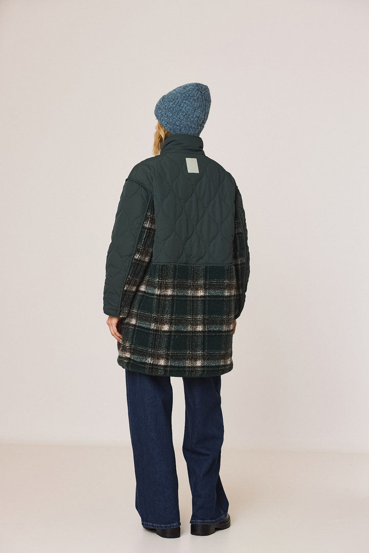 Indi & Cold padded panel coat - dark green