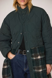 Indi & Cold padded panel coat - dark green