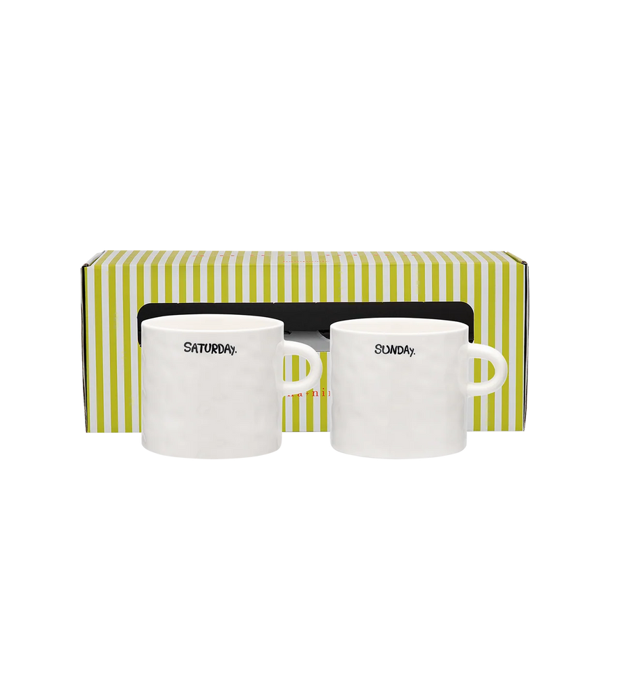 anna + nina Weekend tea mug set of 2 mugs - white