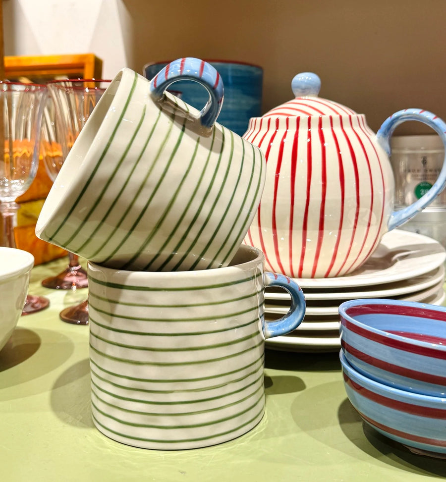 anna + nina Archie tea mug - green stripes