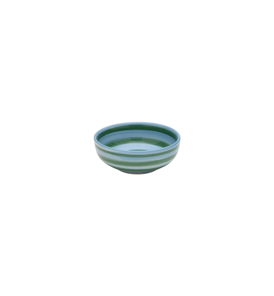 anna + nina tide & leaf tapas bowl - blue with green stripes