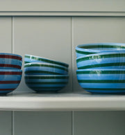 anna + nina tide & leaf tapas bowl - blue with green stripes