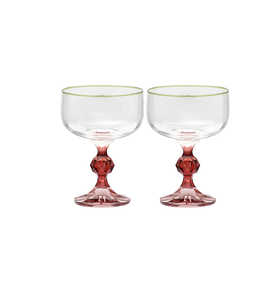 anna + nina Harper set of 2 cocktail glasses - red stems
