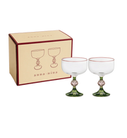anna + nina Evy set of 2 cocktail glasses - green stems