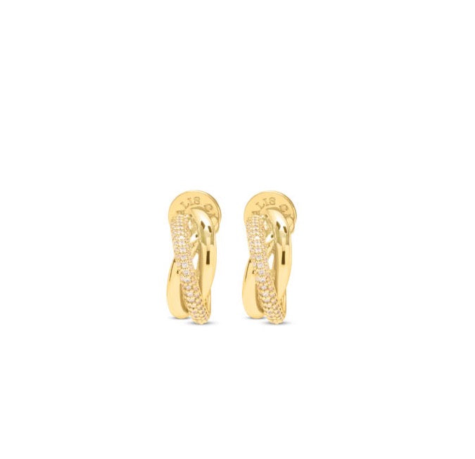 Talis Chains CZ Cross over hoop earrings - gold