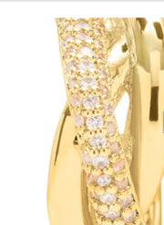 Talis Chains CZ Cross over hoop earrings - gold