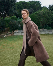 Yerse long shearling coat - brown