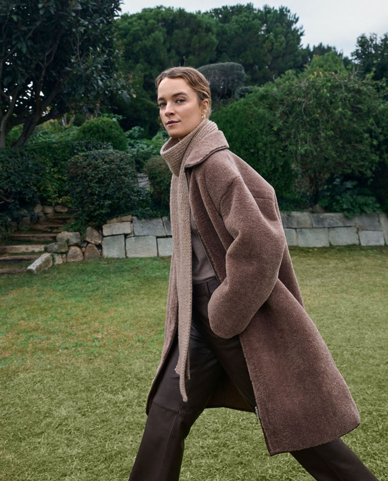 Yerse long shearling coat - brown