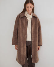 Yerse long shearling coat - brown