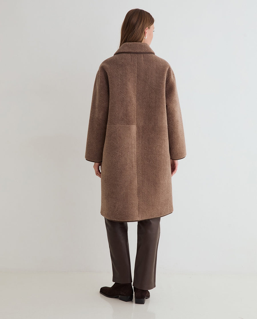 Yerse long shearling coat - brown