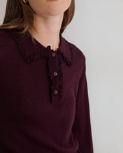 Yerse collared knit top - dark maroon