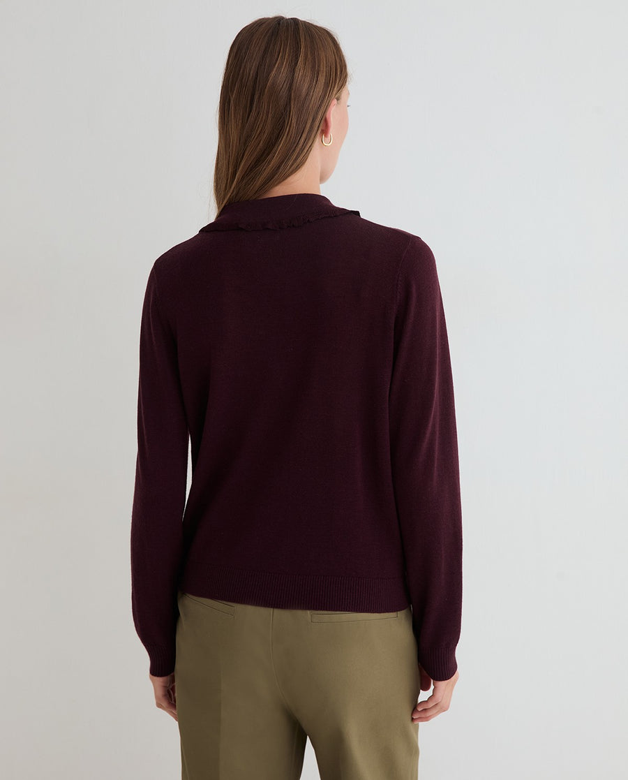 Yerse collared knit top - dark maroon