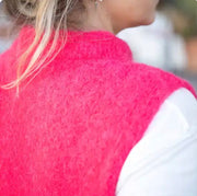 Floor clothing button through wool mix tank - fuschia