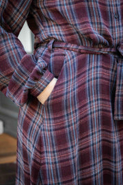 Diega Riora check dress - burgundy & blue