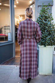 Diega Riora check dress - burgundy & blue