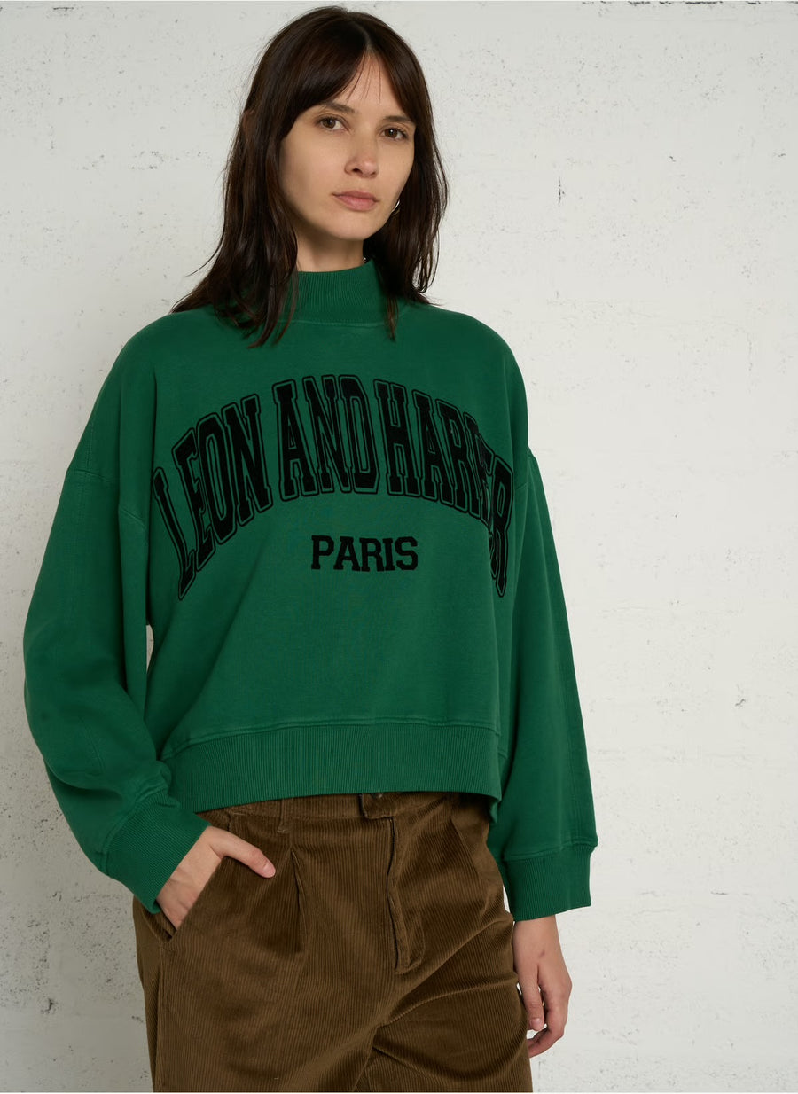Leon + Harper crew neck sweat - green