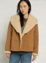 Leon & Harper Vyn faux shearling jacket - cognac