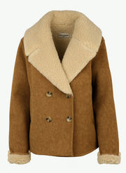 Leon & Harper Vyn faux shearling jacket - cognac