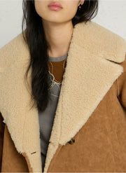 Leon & Harper Vyn faux shearling jacket - cognac