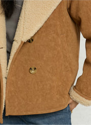 Leon & Harper Vyn faux shearling jacket - cognac