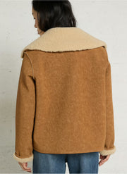Leon & Harper Vyn faux shearling jacket - cognac