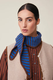 Moismont Fanfan striped wool neck scarf - blue / brown
