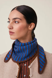 Moismont Fanfan striped wool neck scarf - blue / brown