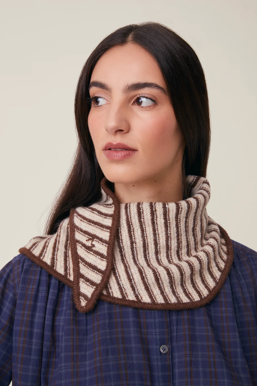 Moismont Fanfan stripe neck scarf - ecru & chocolate