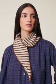 Moismont Fanfan stripe neck scarf - ecru & chocolate