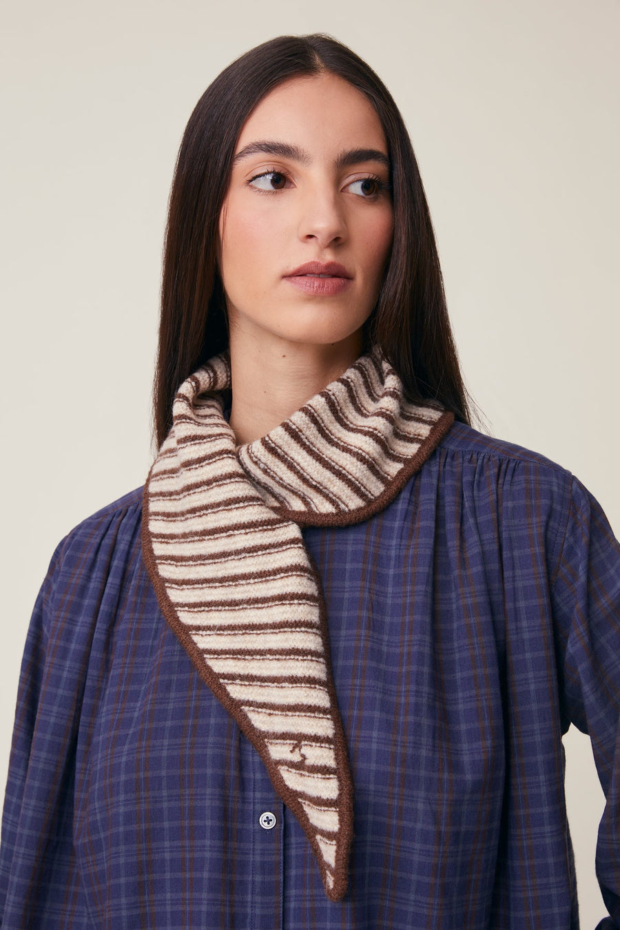 Moismont Fanfan stripe neck scarf - ecru & chocolate